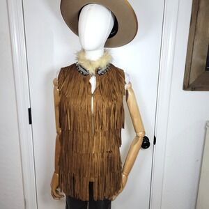 Miss Me Fringe Suede Vest Western Boho Southwestern Rodeo Cowgirl Festival M